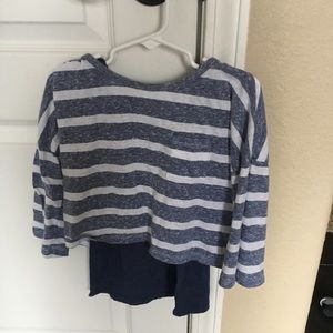 Girls blue and white striped casual